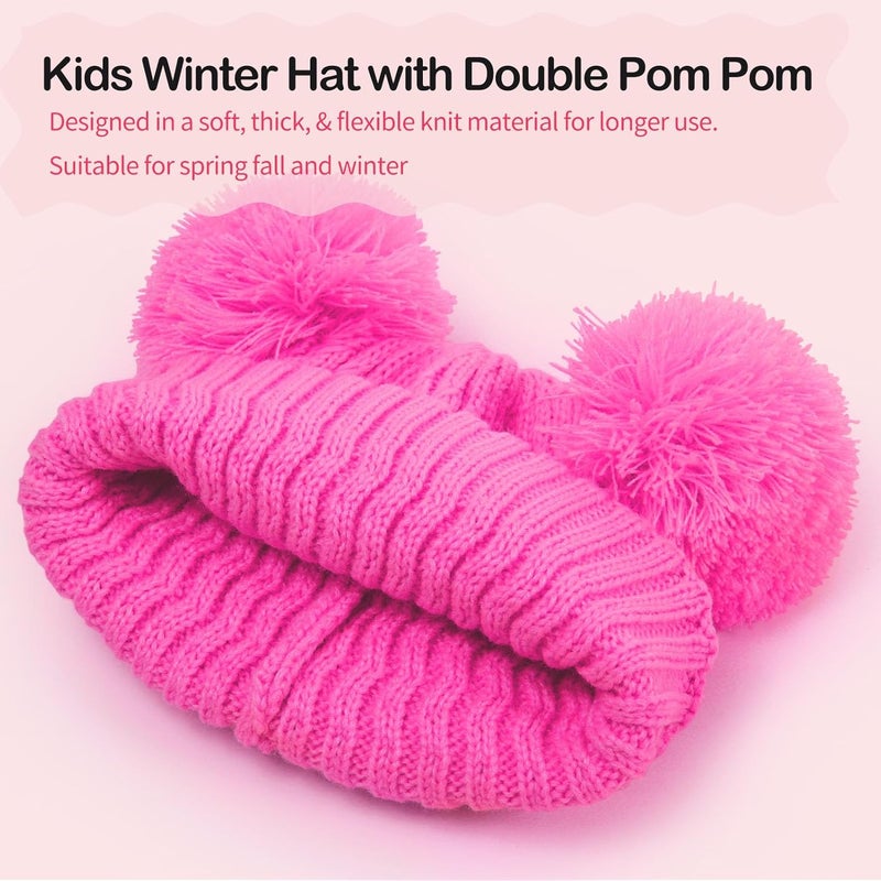 KDVOG Store Kids Winter Hat Warm Knitted Beanies with Double Pom Pom Thick Ski Cap for Boys Girls 7-12 Years - Image 4
